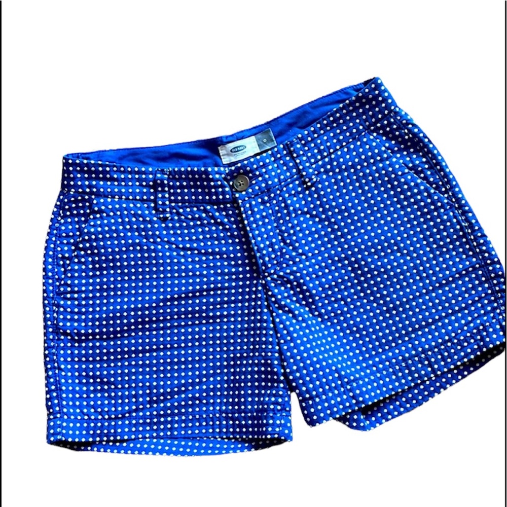 OLD NAVY EVERYDAY SHORTS BLUE POLKA DOT SHABBY CHIC MODERN DRESSY CASUAL SIZE 0